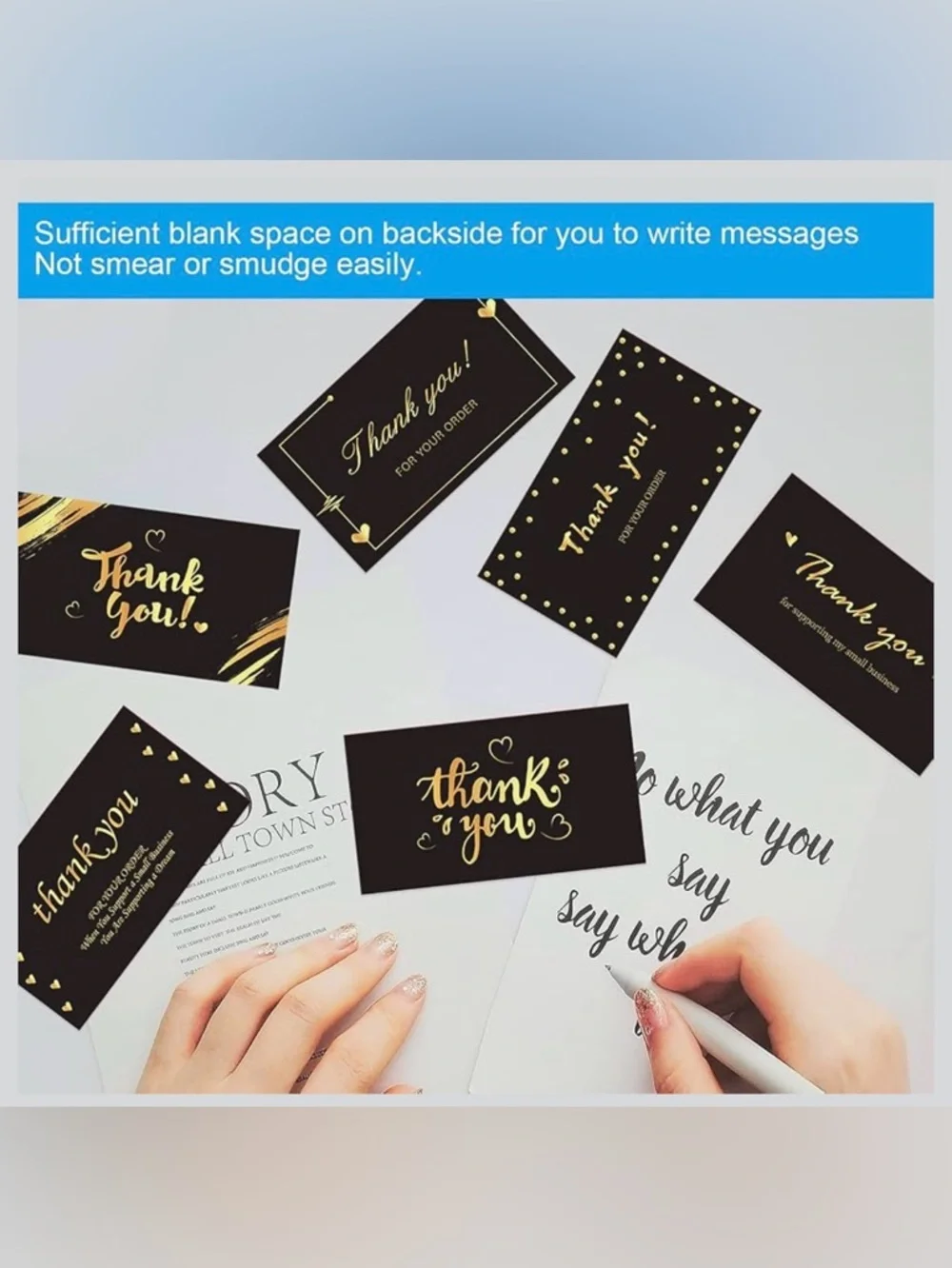 30 Gold Foil Thank You Cards | 6 Elegant Designs | Small Business Packaging